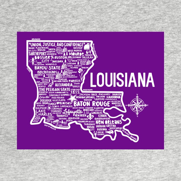 Louisiana Map by fiberandgloss